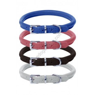 Ace Rolled Super SOFT Leather Dog Collar (Blue, Pink, Black, White, Orange)